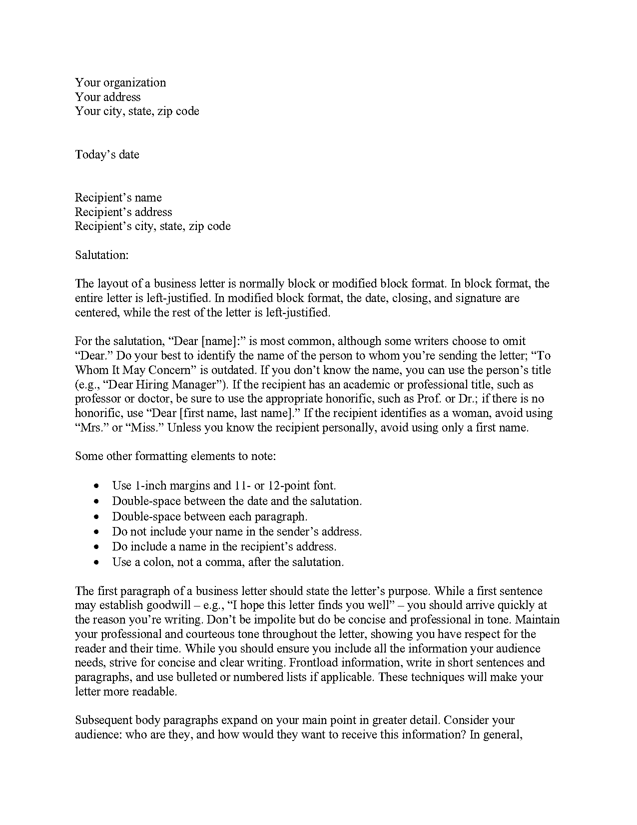 how do i write a formal letter format